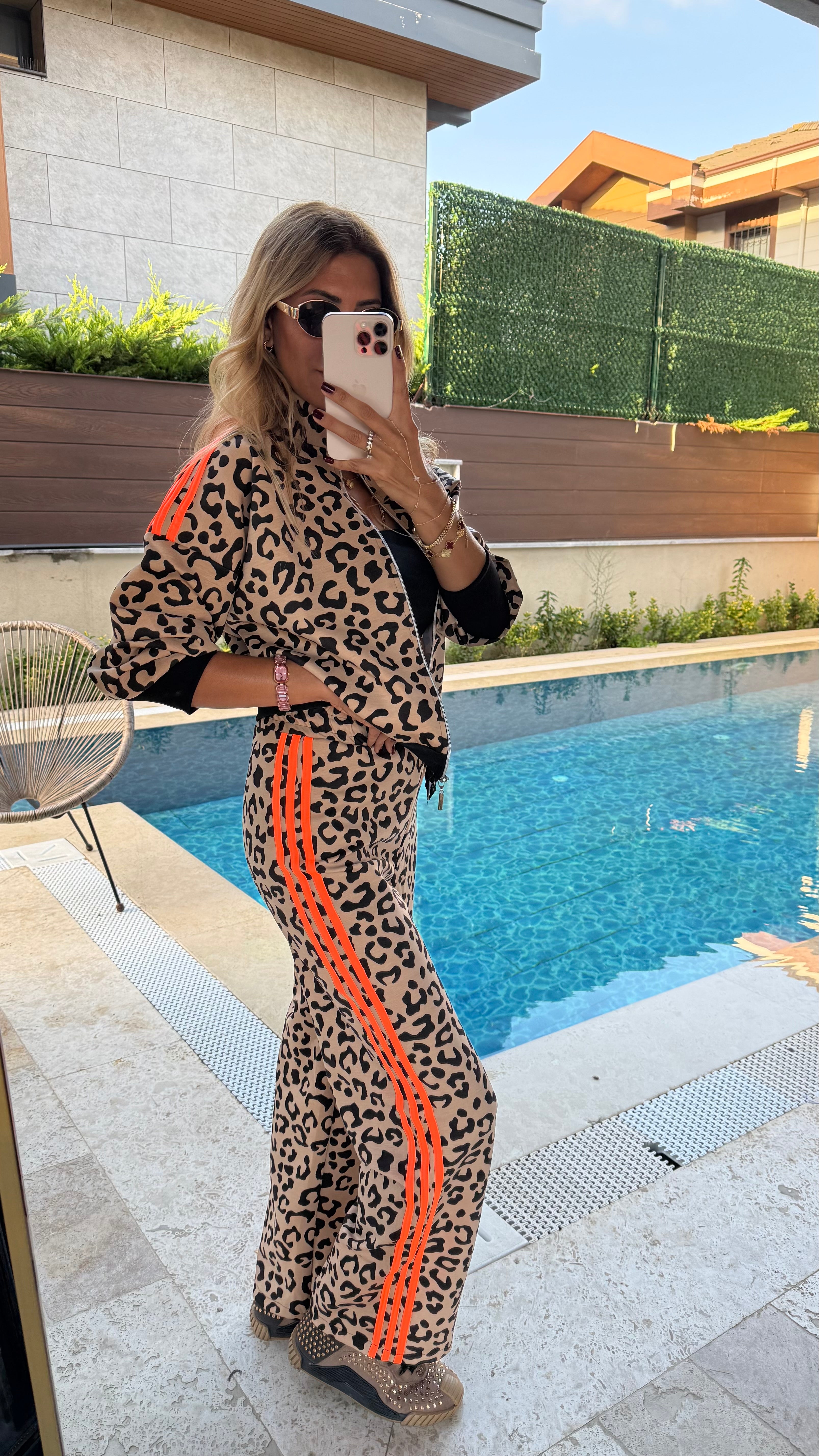 Leopar Desenli İkili Takım