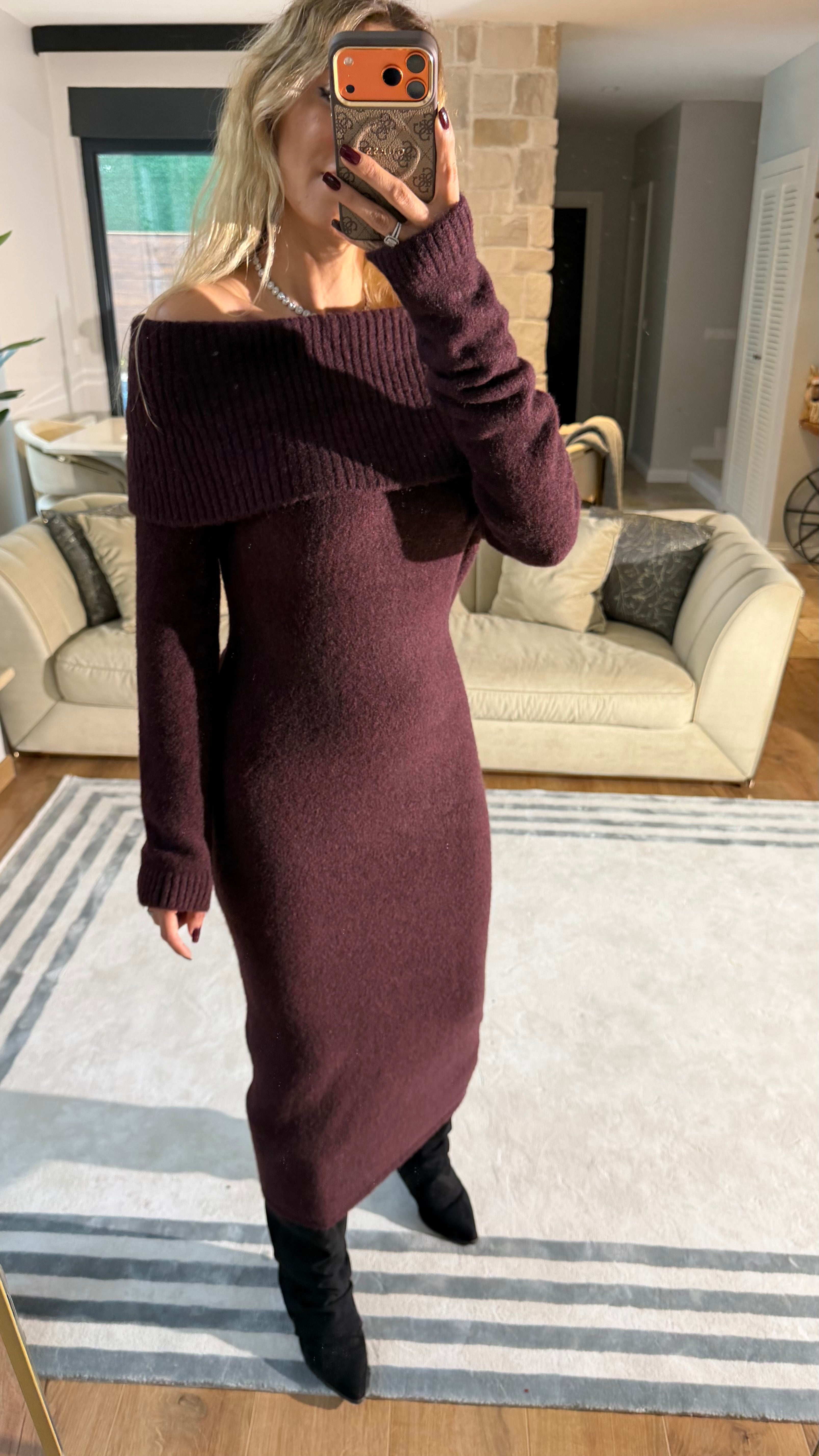 Dilvin Kayık Yaka Premium Elbise