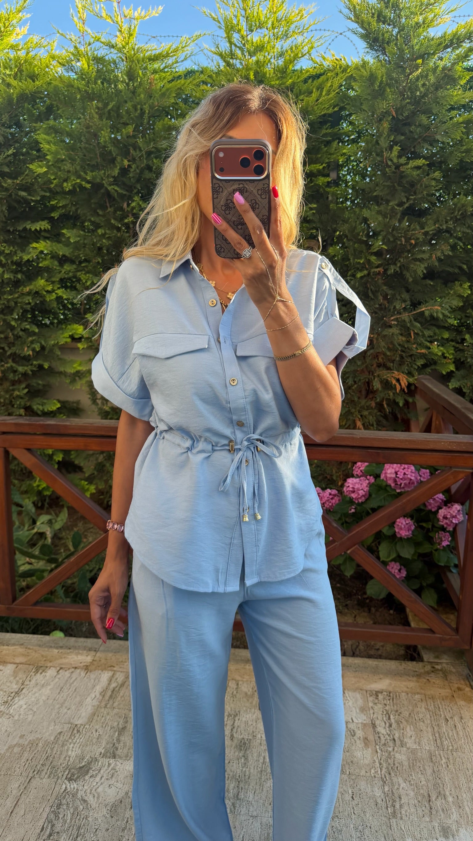 Coastline Bağcık Detaylı İkili Takım Bebe Mavisi