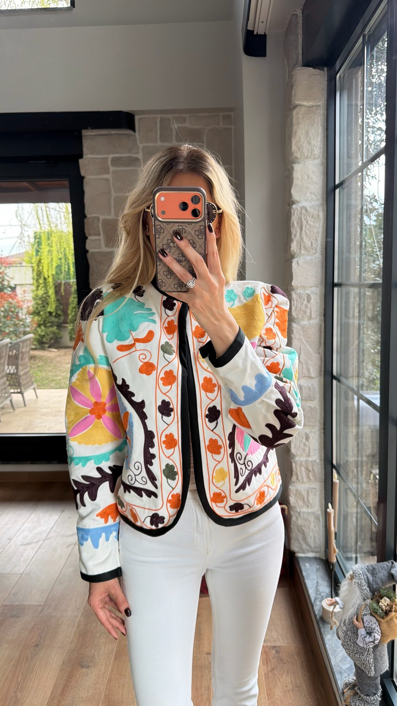 Corel Nakış İşlemeli Uzun Kollu Ceket Ekru - NK17