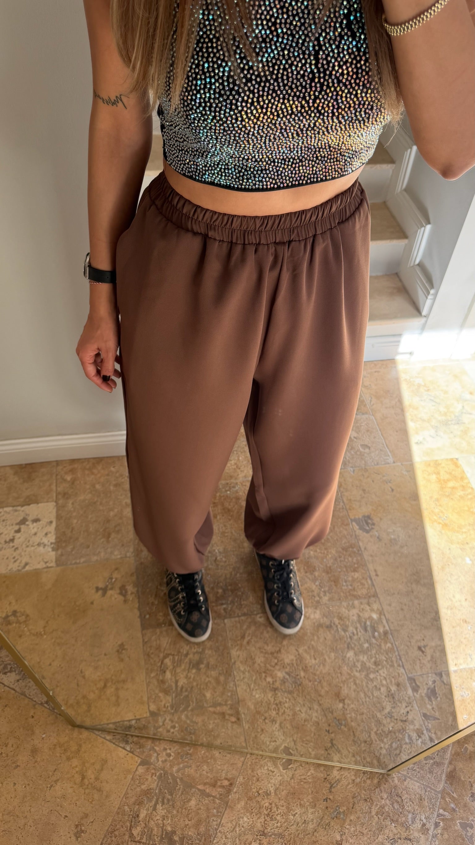 Relax Şalvar Model Pantolon Kahverengi