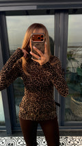 Leopar Büzgü Detaylı Kaşmir Bluz