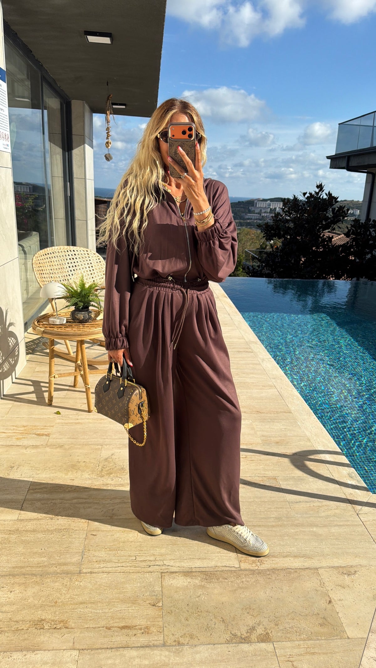 Brown Aura Fermuarlı Sweat Takım