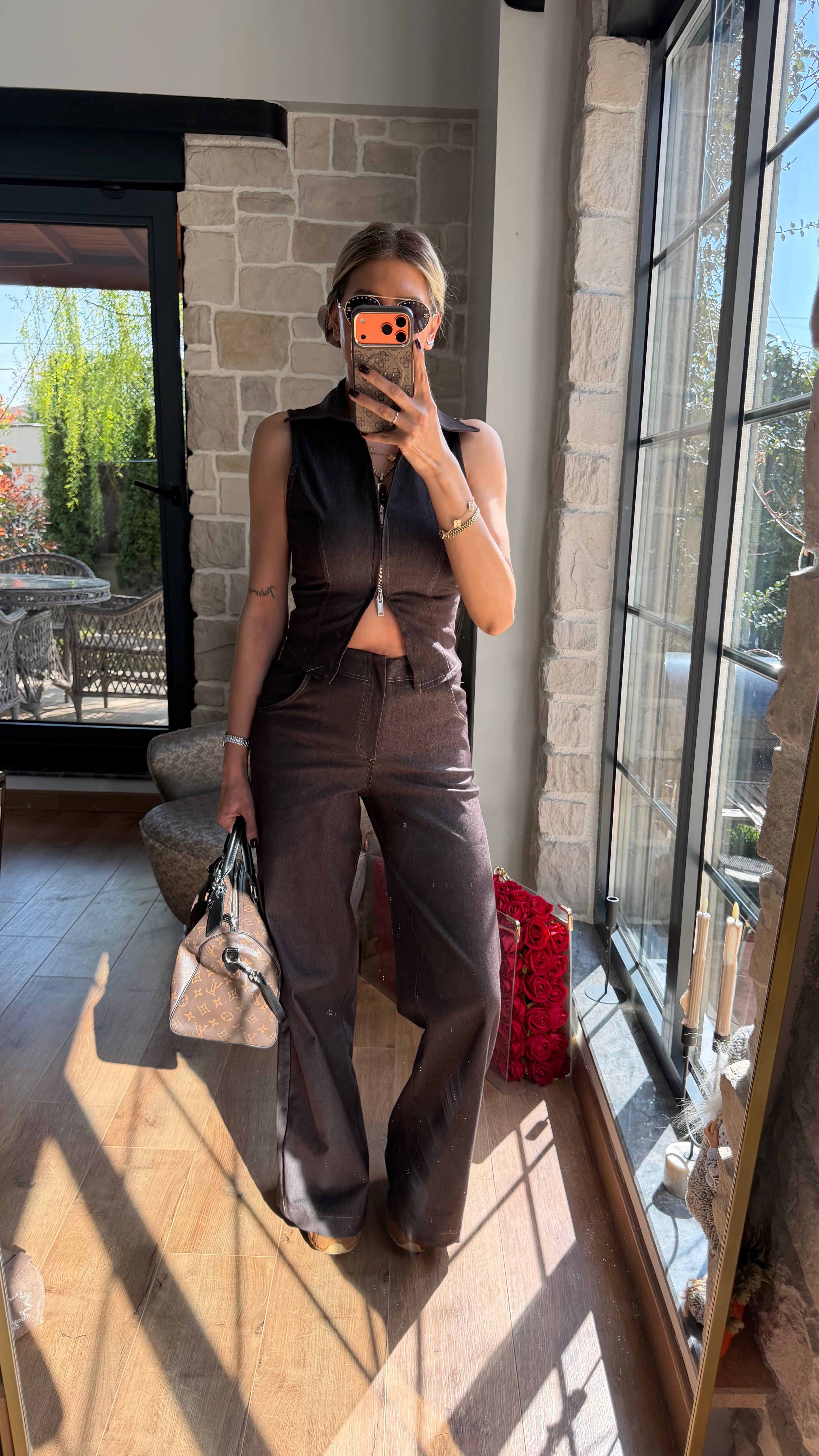 Urban Zip Yelek Pantolon Takım Acı Kahve