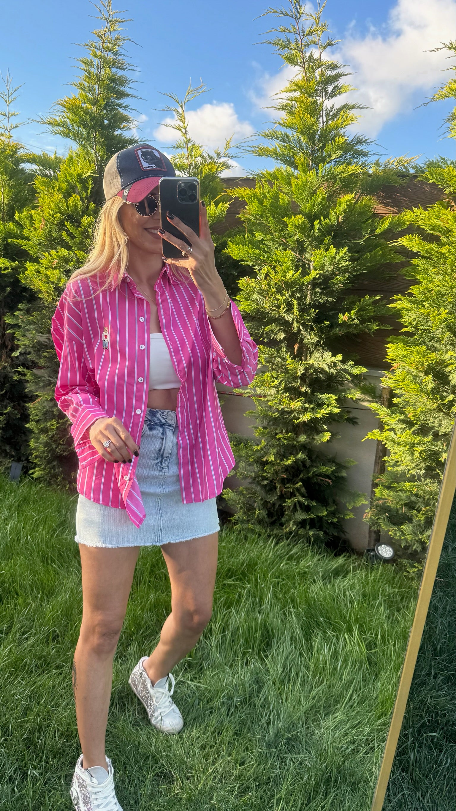 Çizgili Poplin Gömlek Pembe