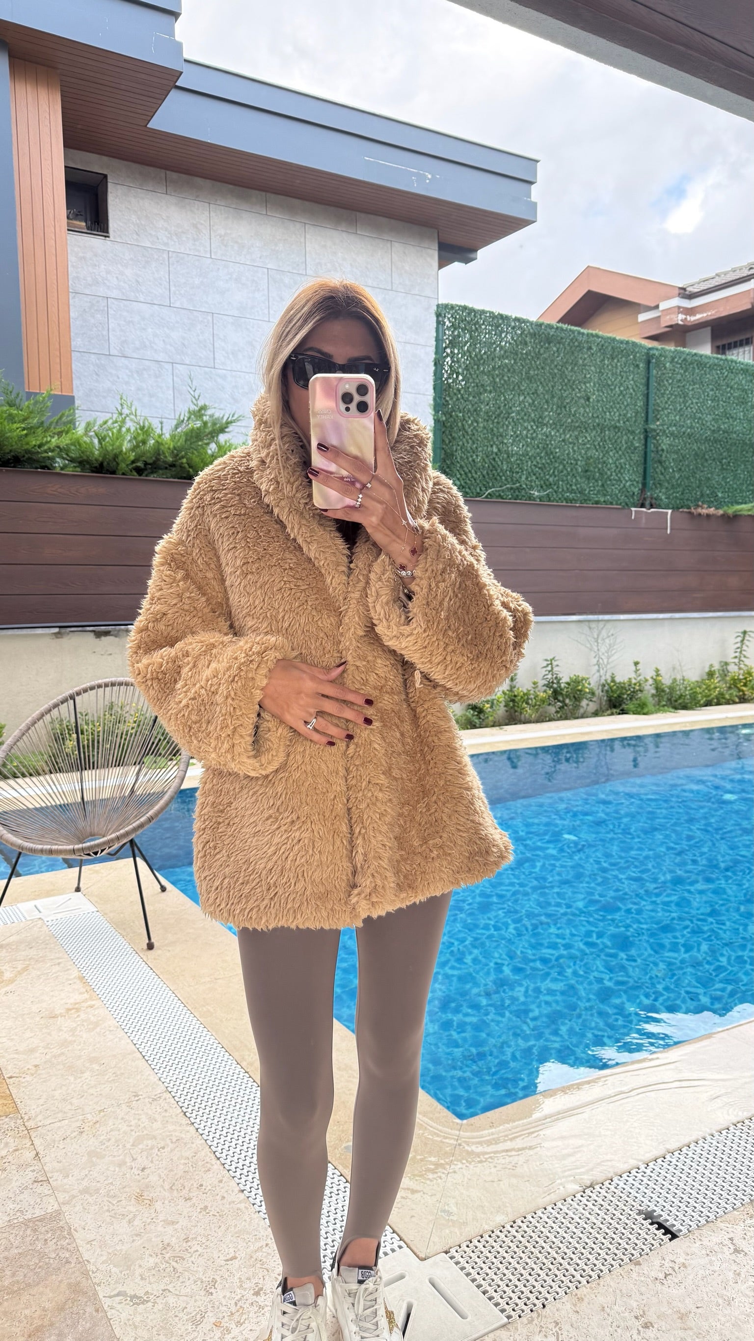 Premium Peluş Kumaş Kuzu Fermuarlı Mont