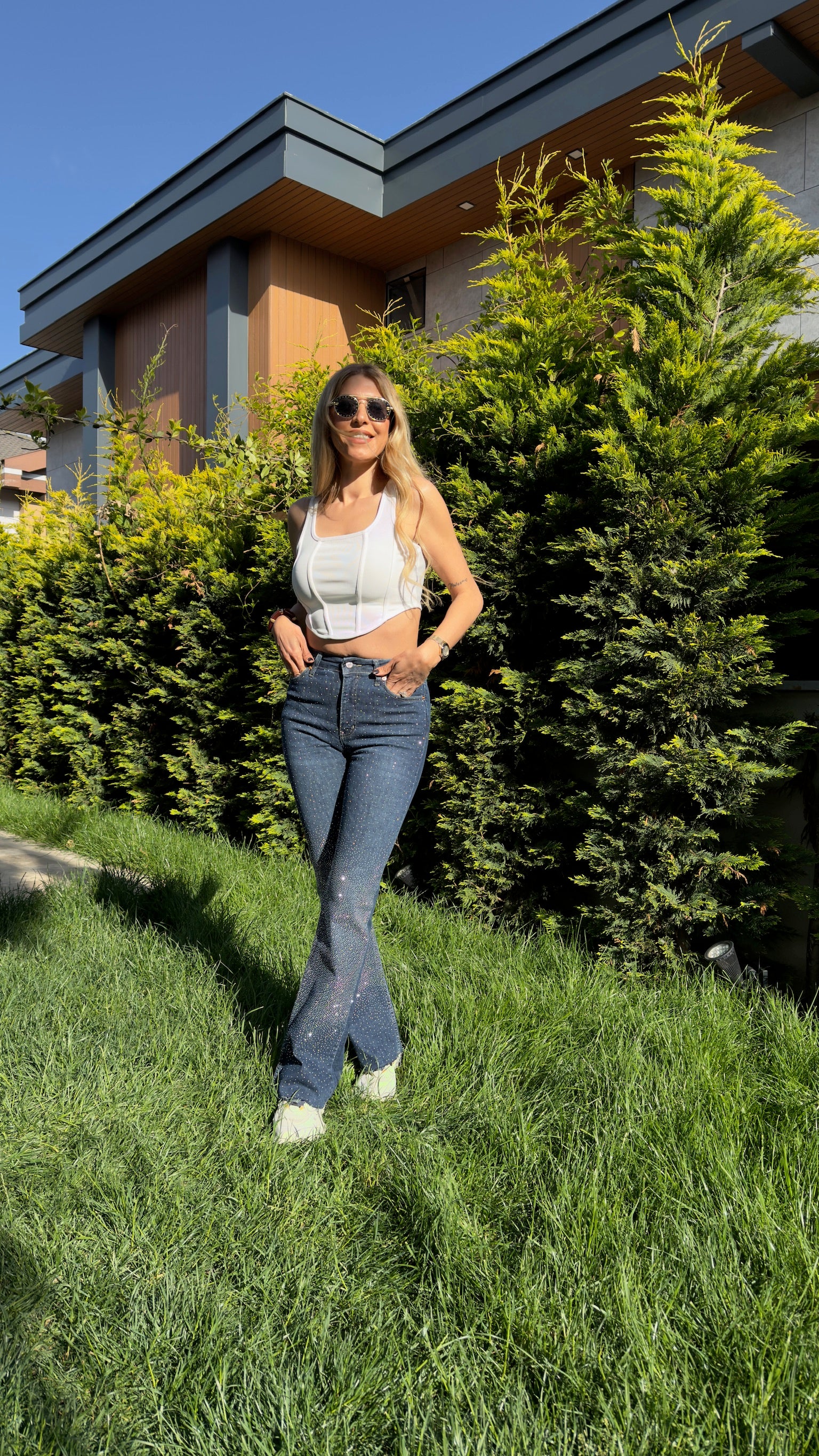 Yoria Taşlı Jean Pantolon
