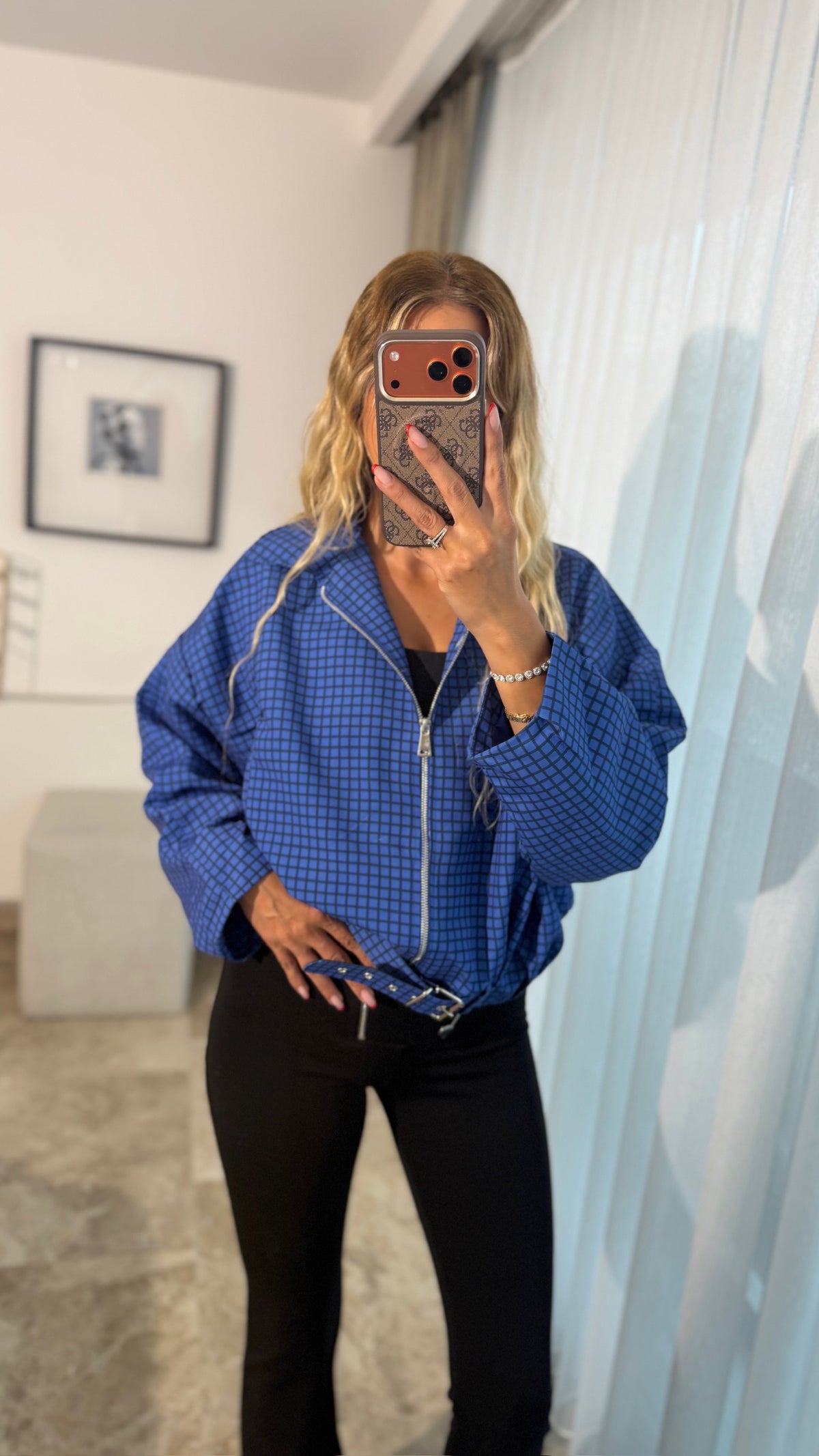 Zr Check Bomber Ceket Lacivert