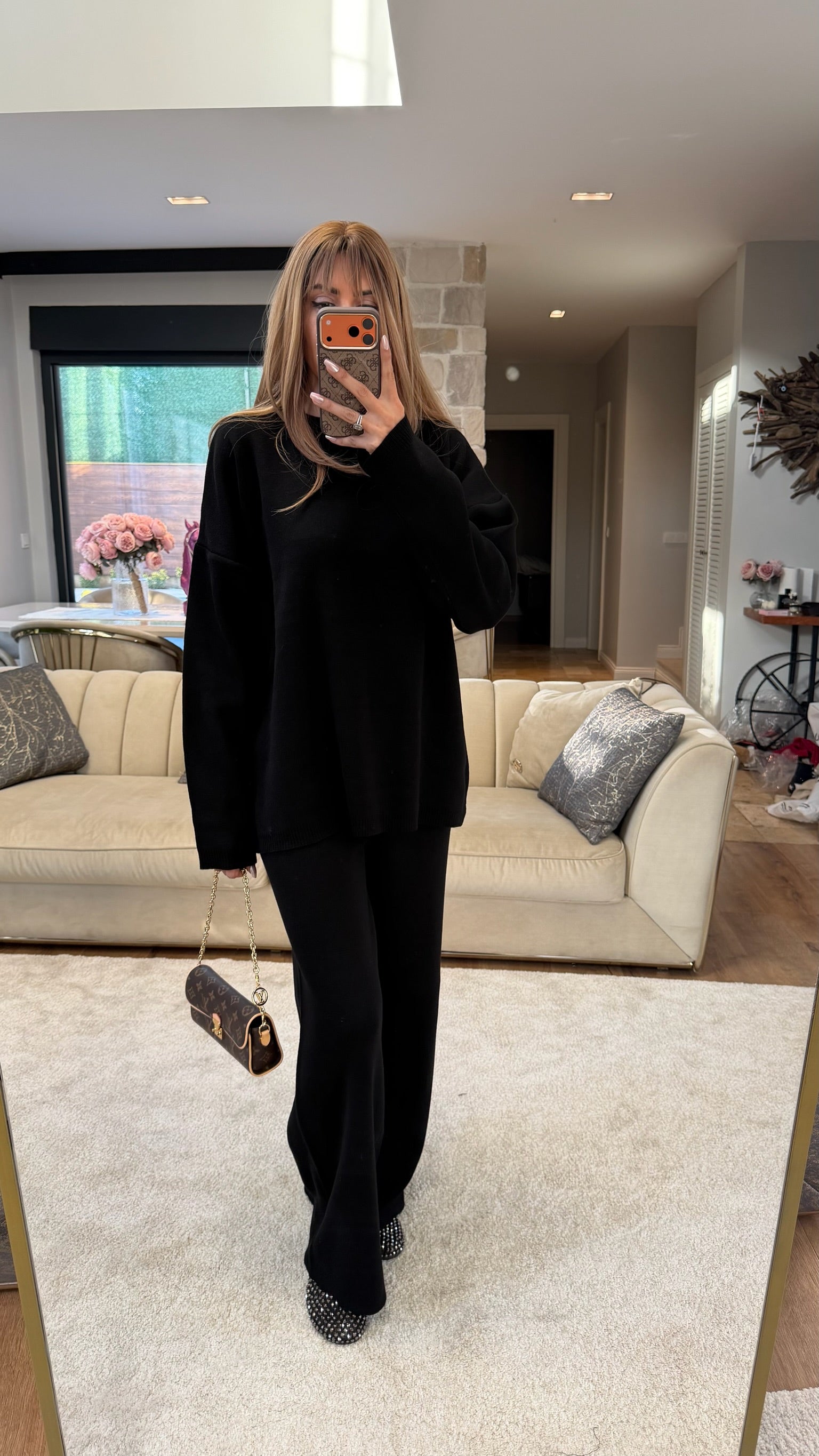 Basic Uzun Kollu Triko Takım Siyah