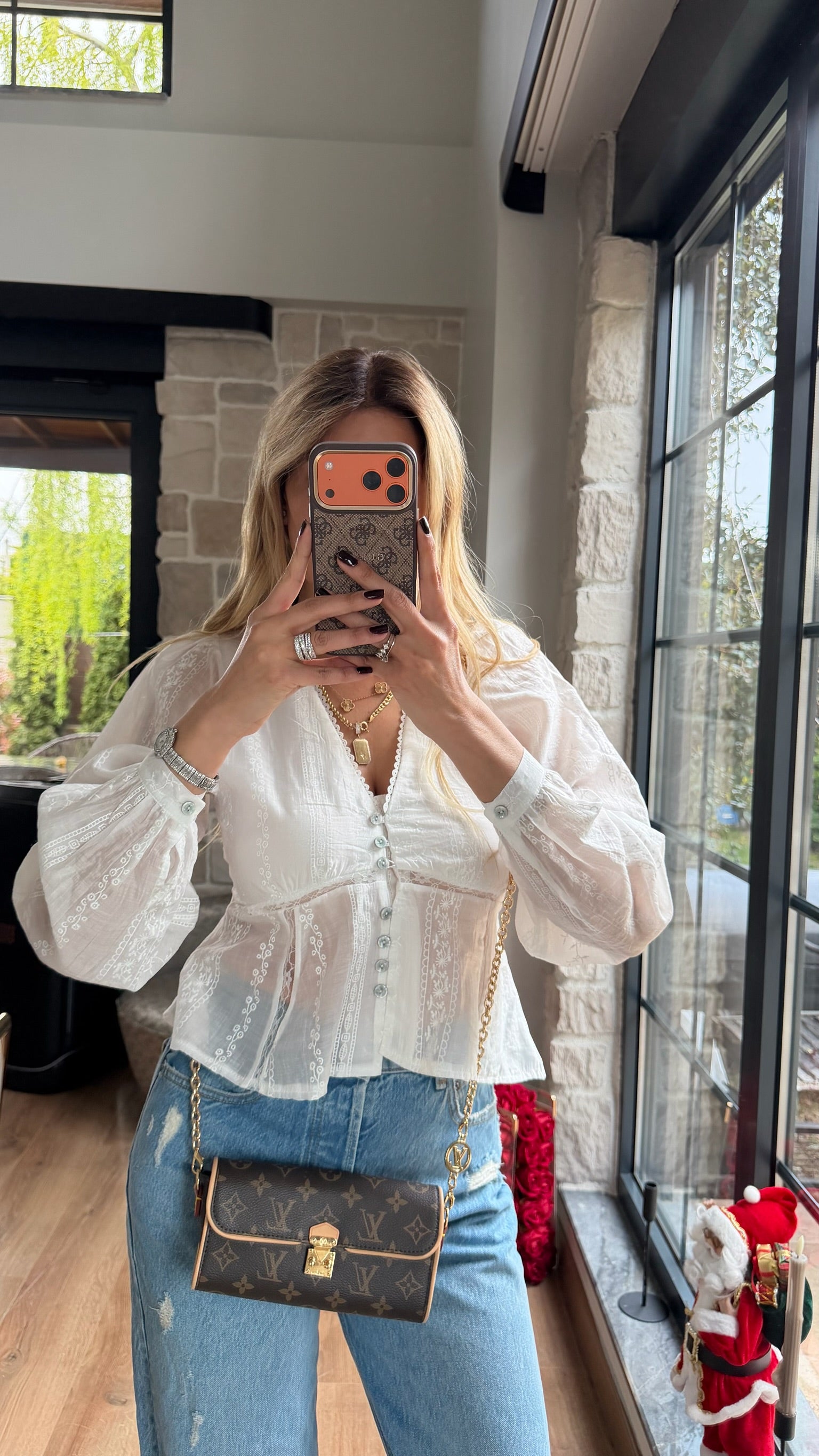 Dantel detay gömlek ahite