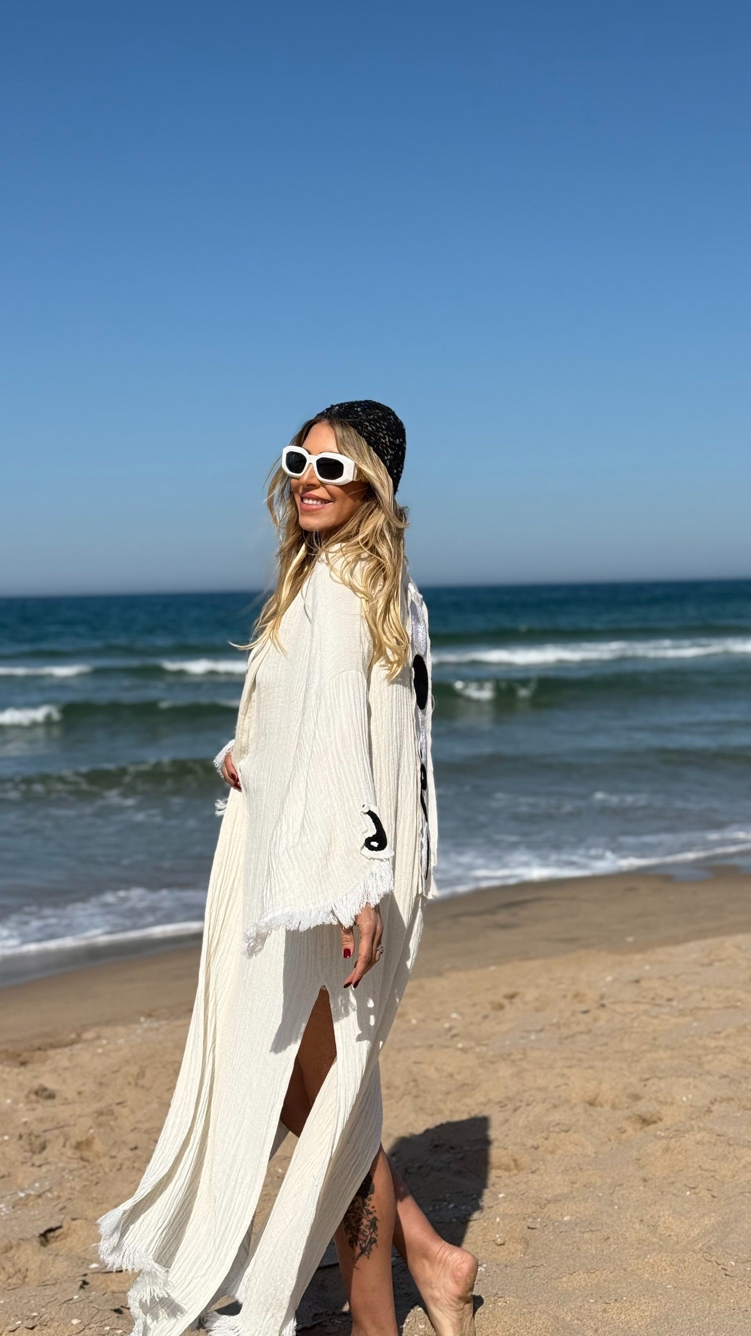 Ying Yang Desenli Kimono