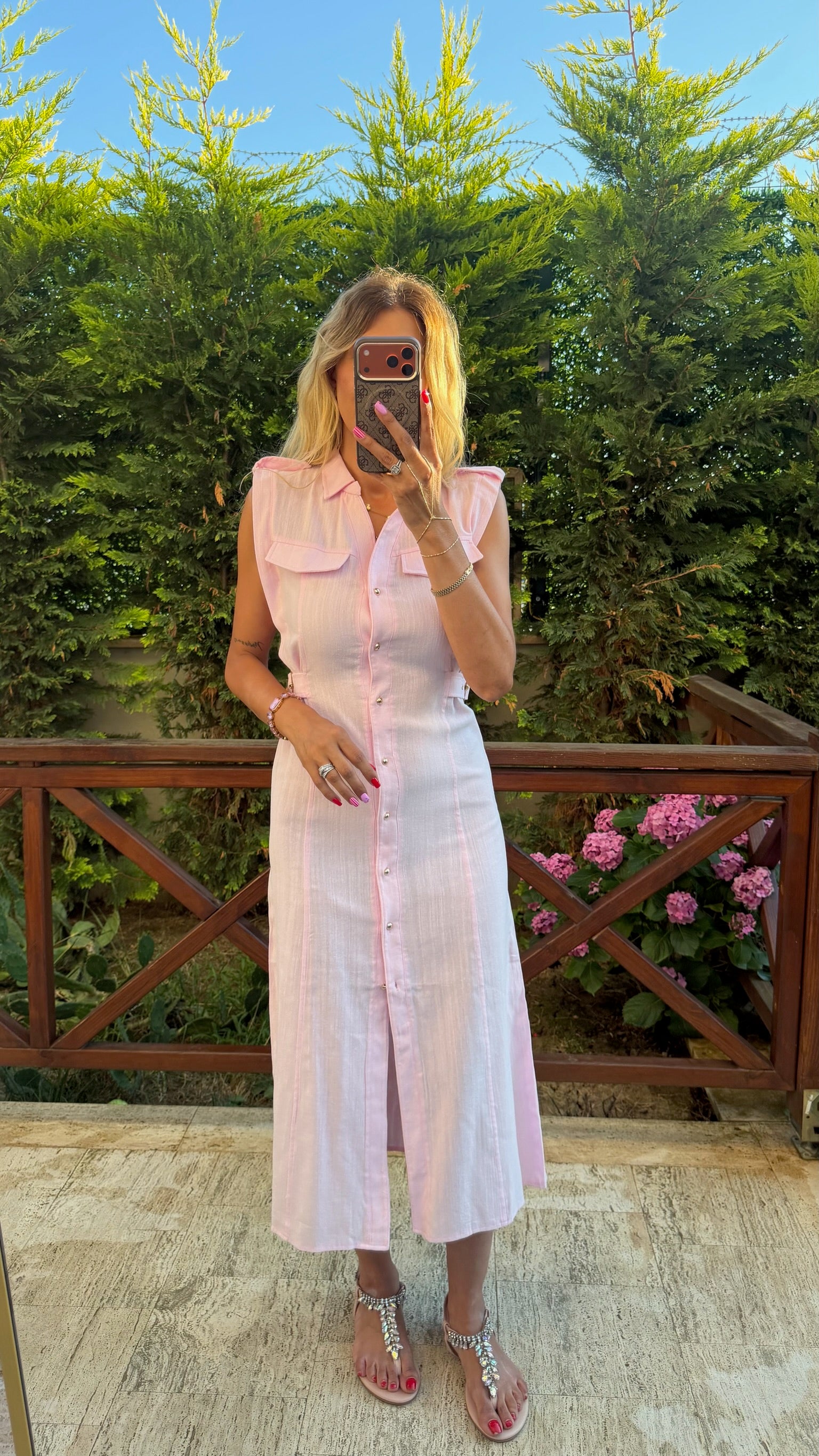 Blush Coast Bel Detaylı Elbise Pembe