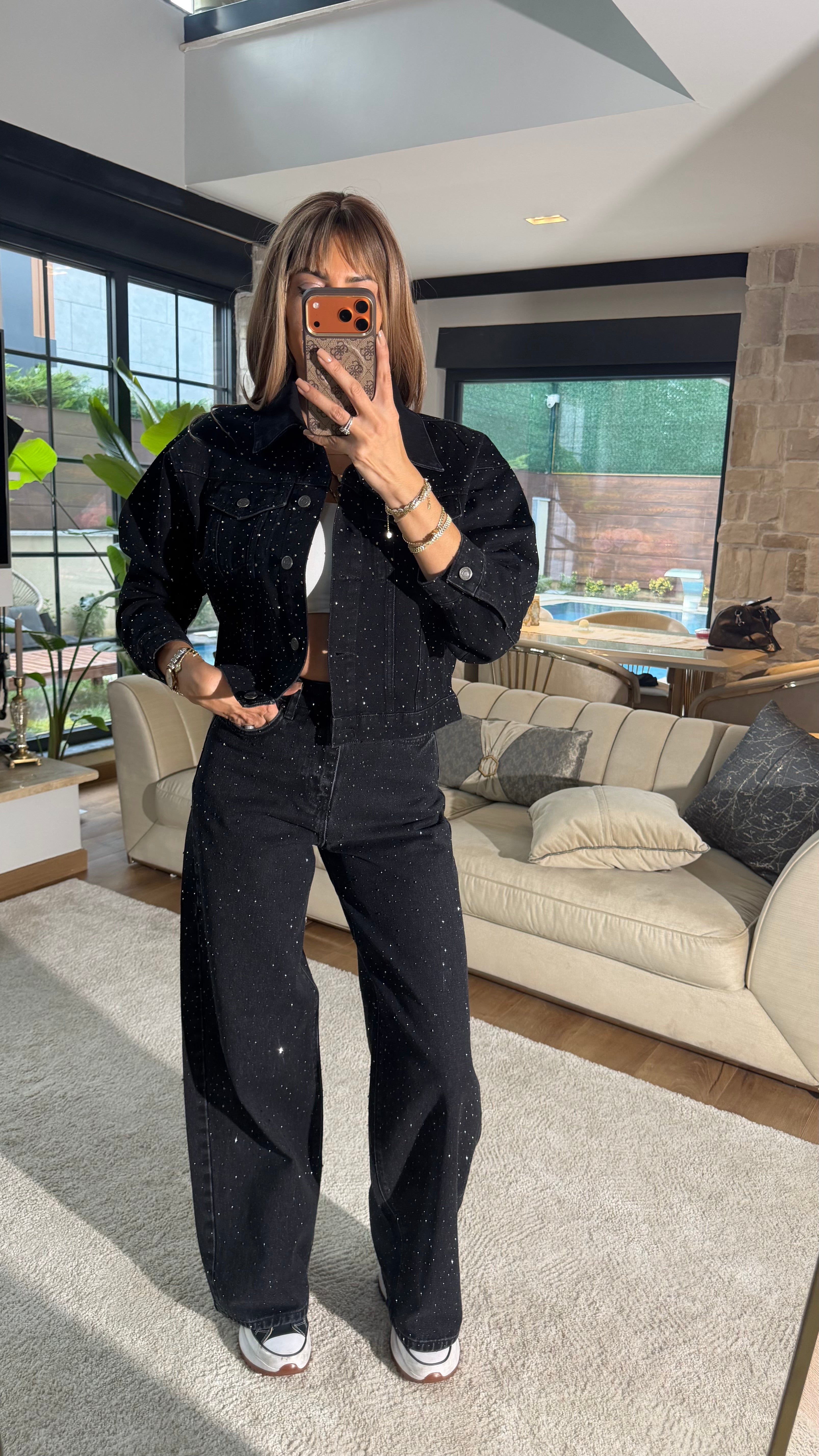 Cool Siyah Taş Detaylı Jean