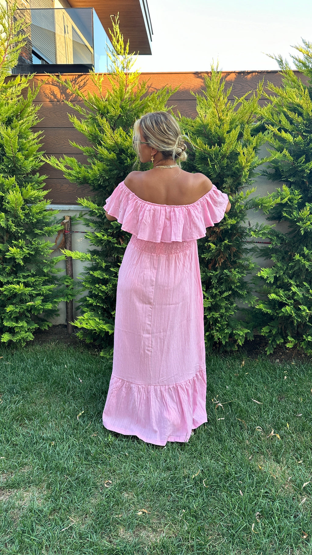Madonna Yaka Pembe Elbise