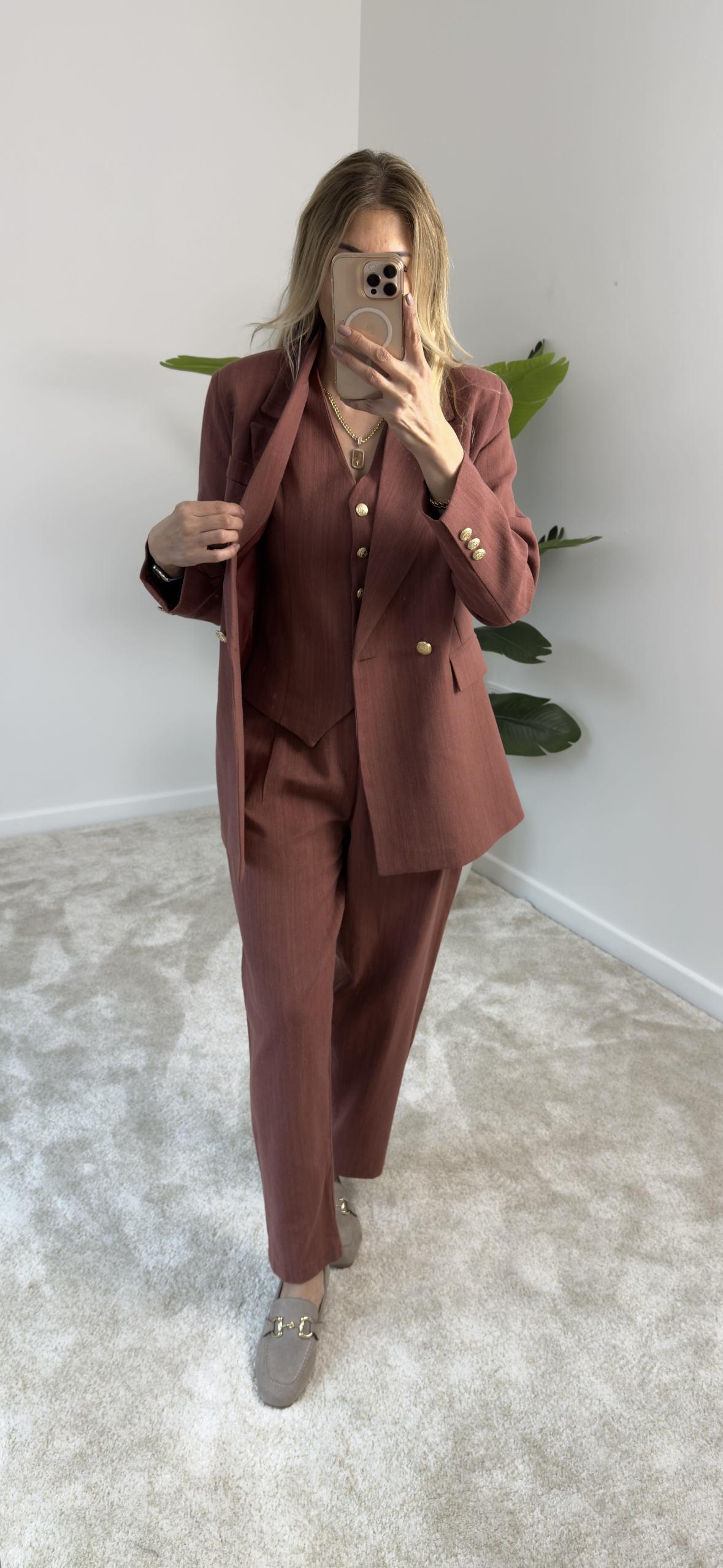 Tıcker Blazer Ceket-Yelek-Takım Kiremit