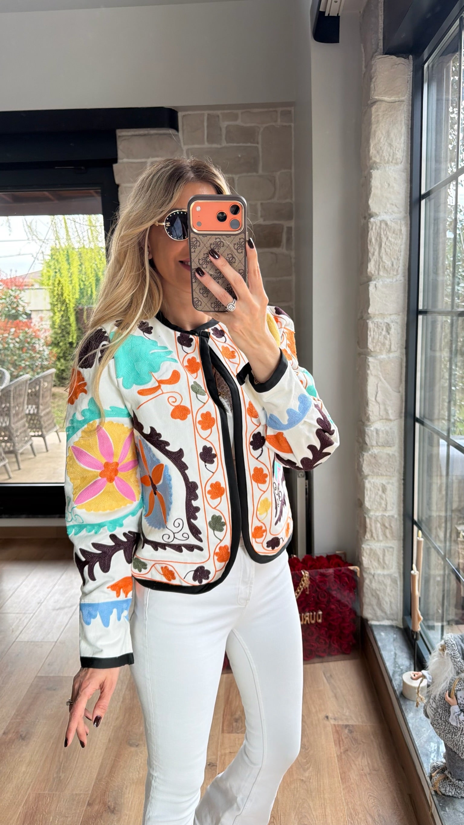 Corel Nakış İşlemeli Uzun Kollu Ceket Ekru - NK17