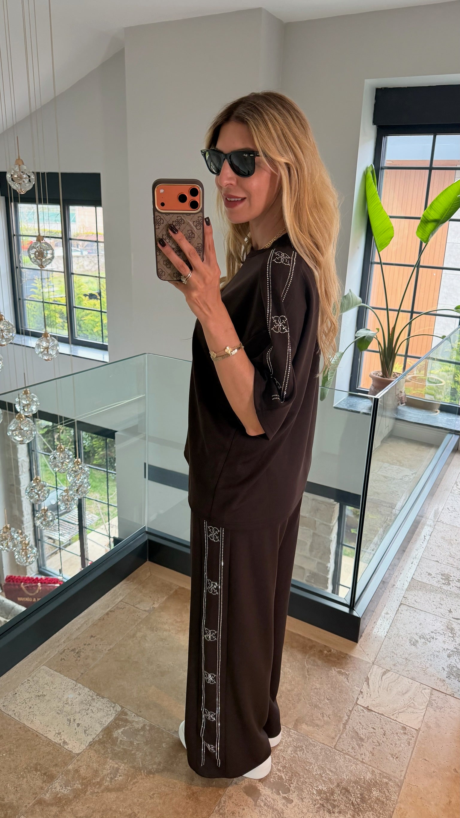 Gss taşlı takım kahve