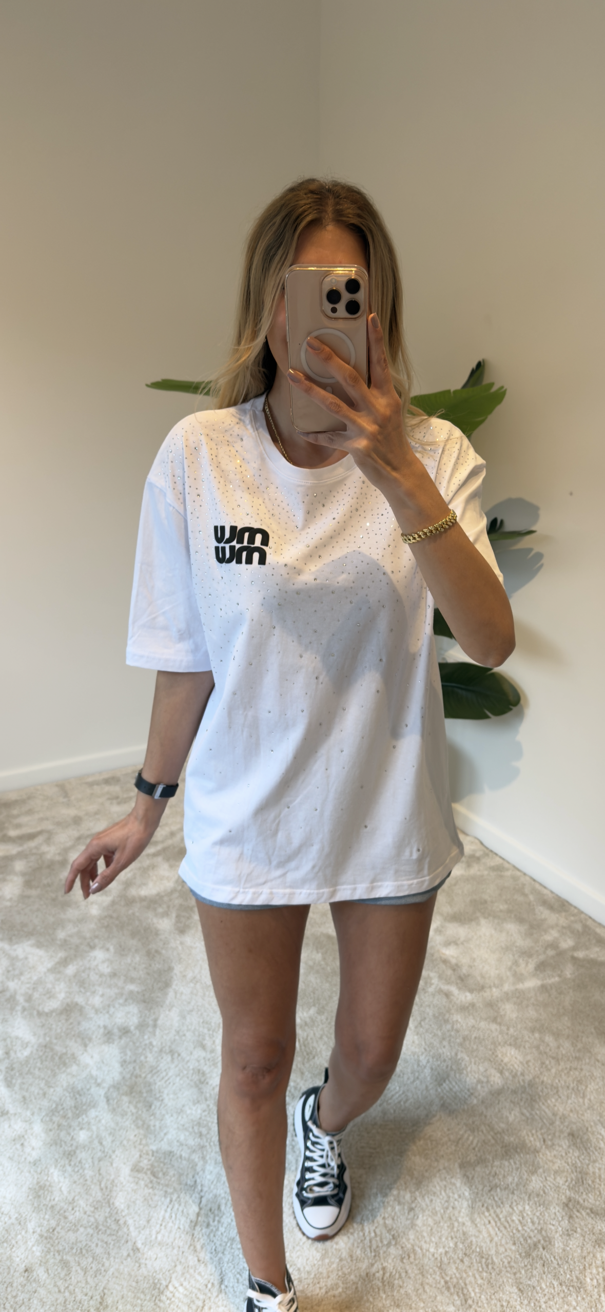 Miu Miu Taşlı Tişört Beyaz
