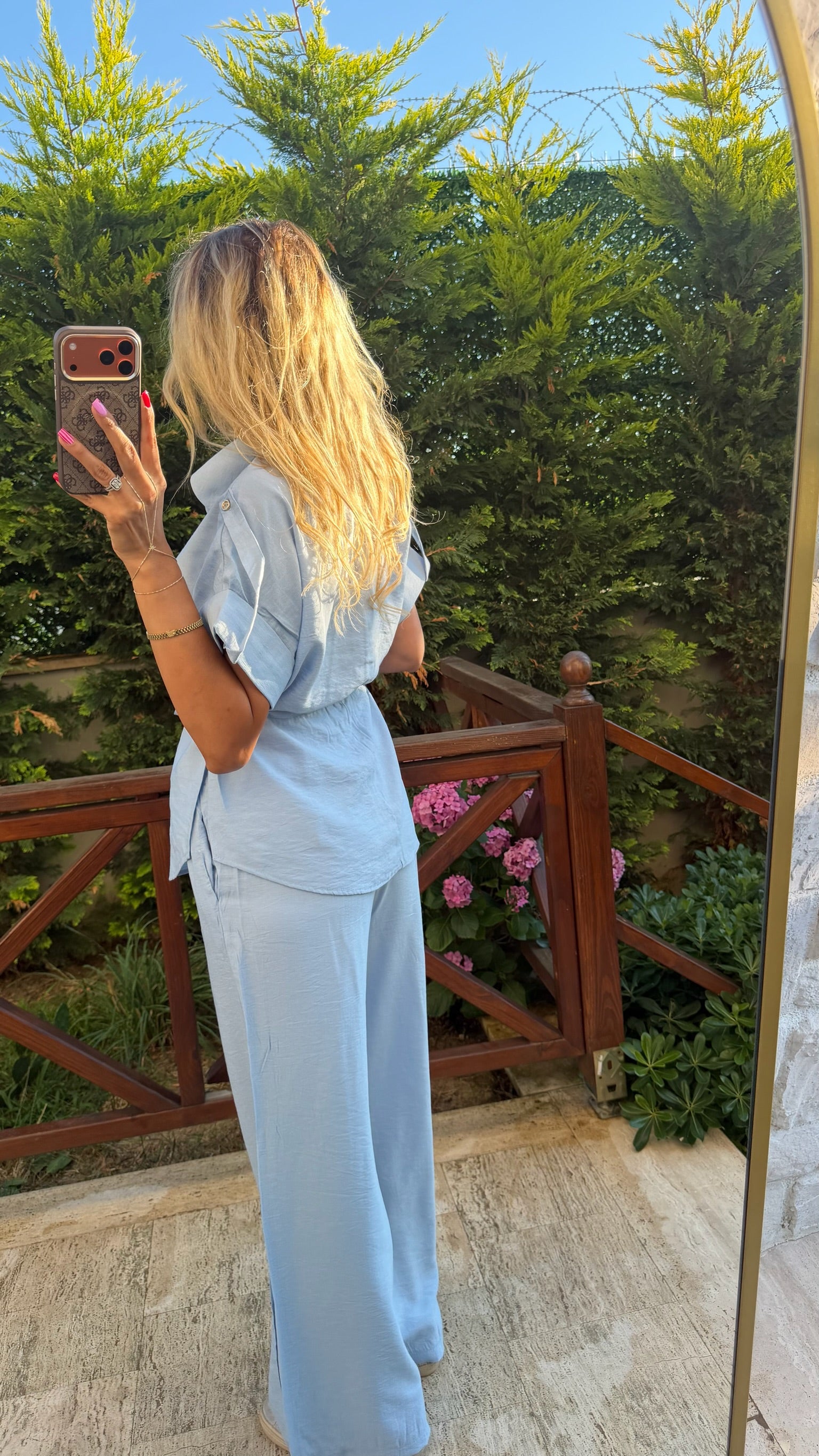 Coastline Bağcık Detaylı İkili Takım Bebe Mavisi