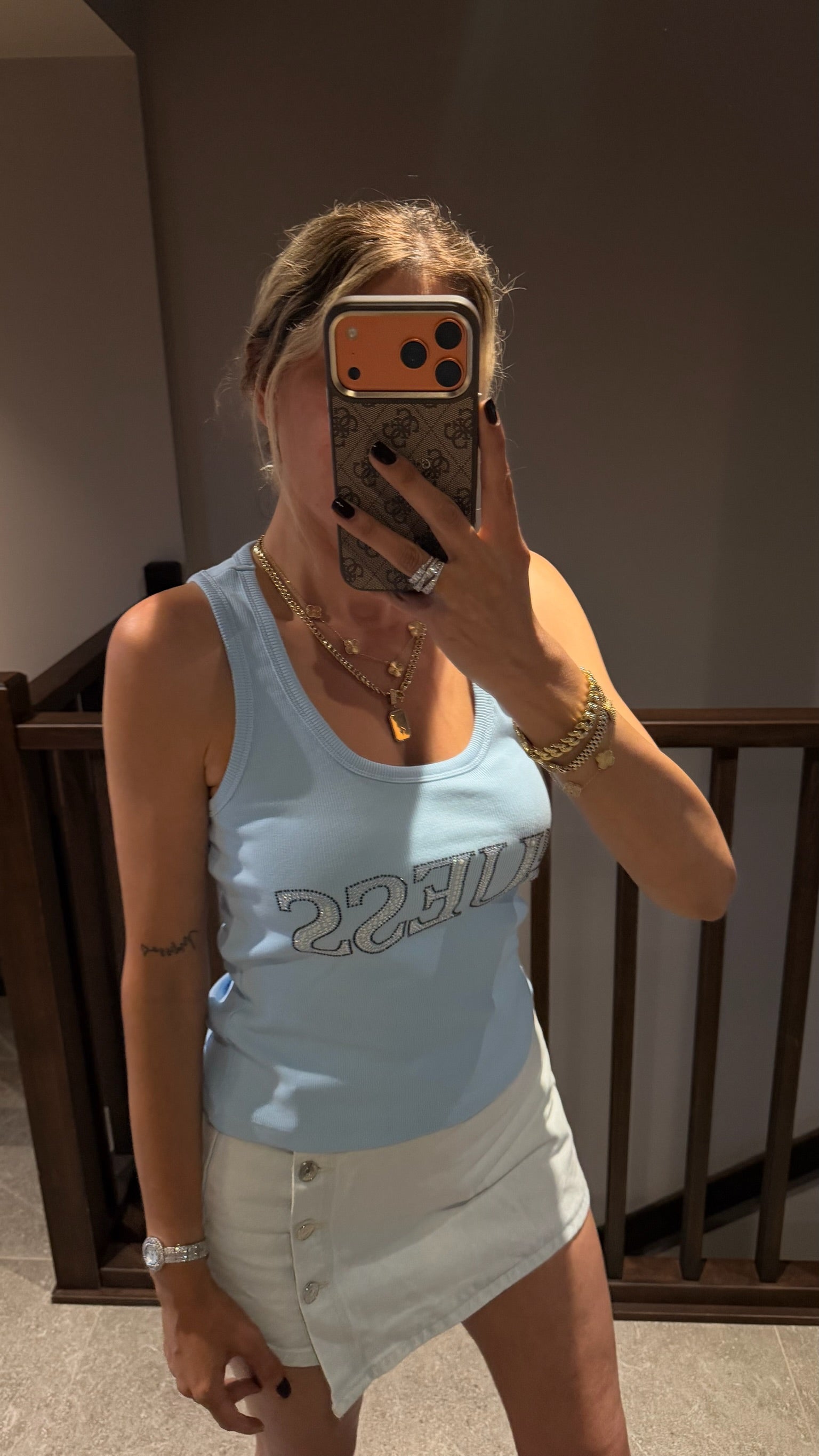 GSS Taşlı Body Açık Mavi