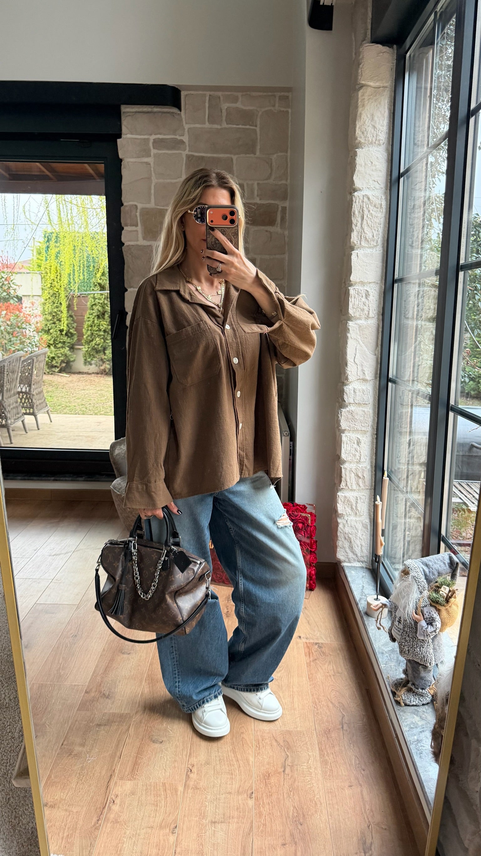 Tensel Gömlek Açık Kahverengi