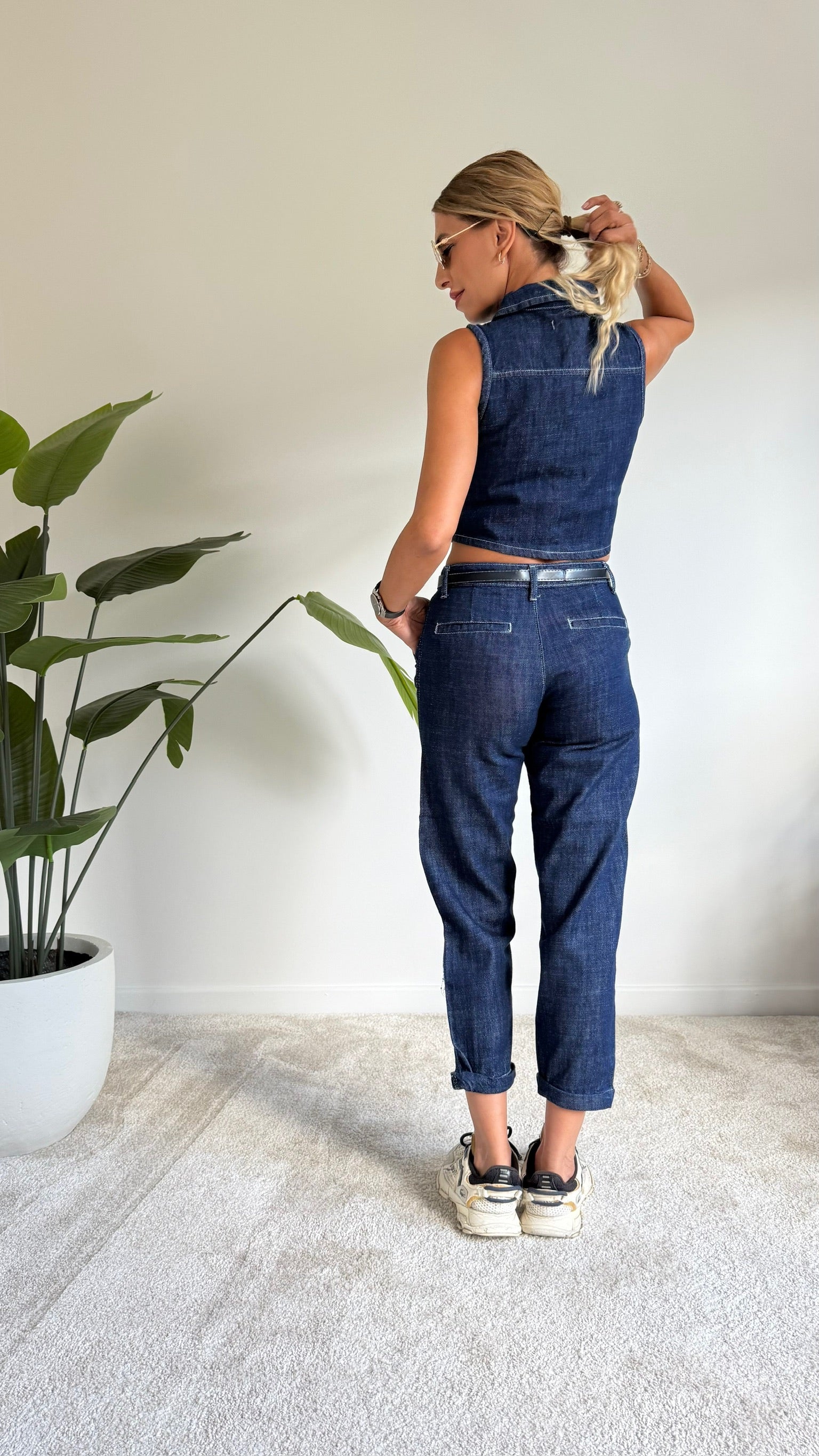 Yelekli Denim Takım