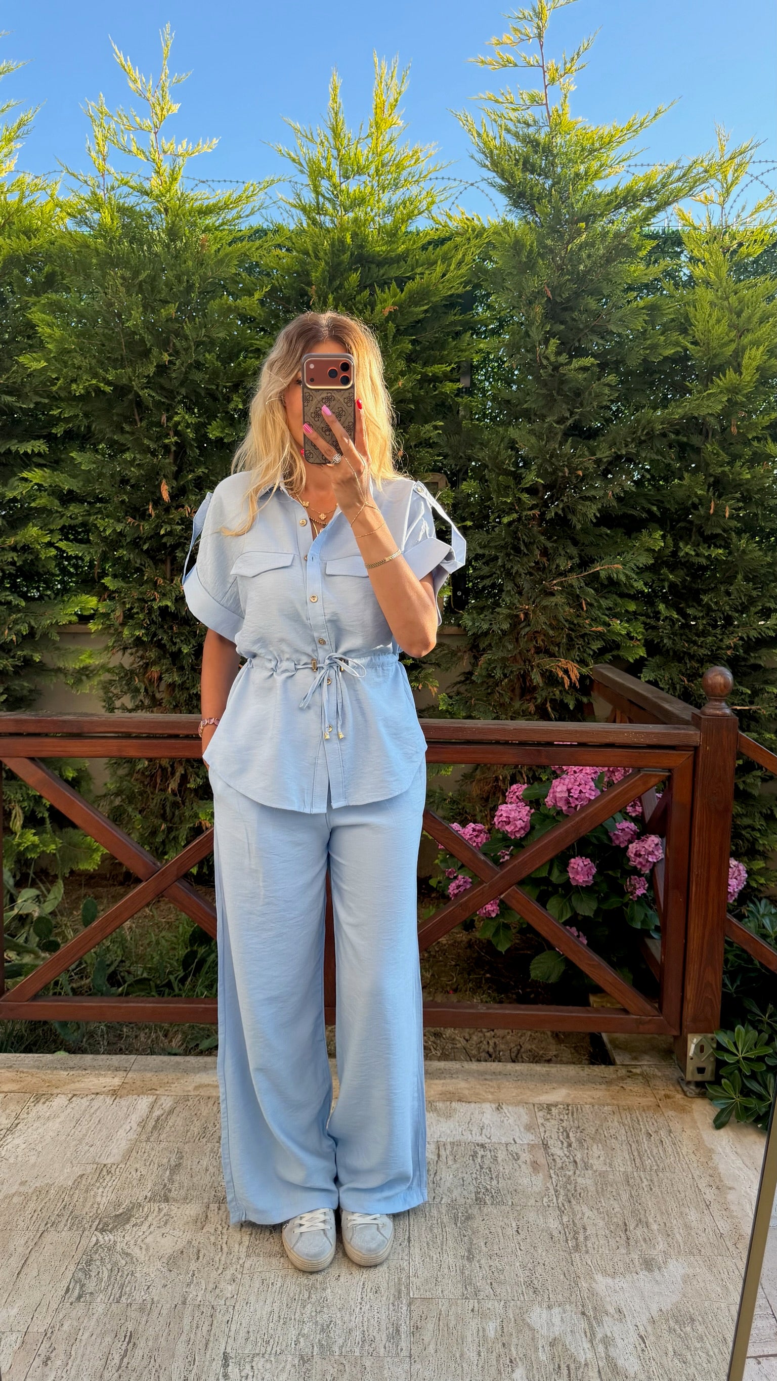 Coastline Bağcık Detaylı İkili Takım Bebe Mavisi