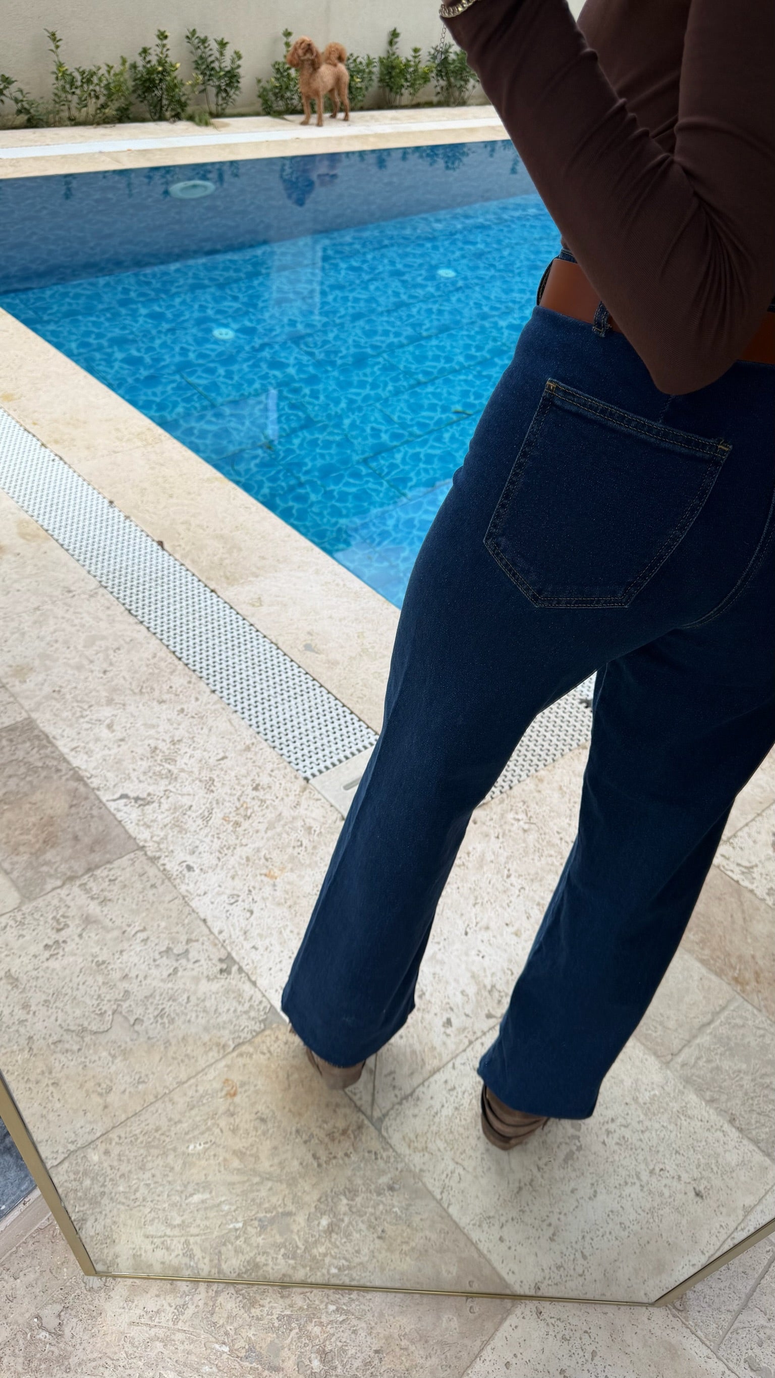 ZR Önü Parça Dikişli Geniş Paça Pantolon İndigo