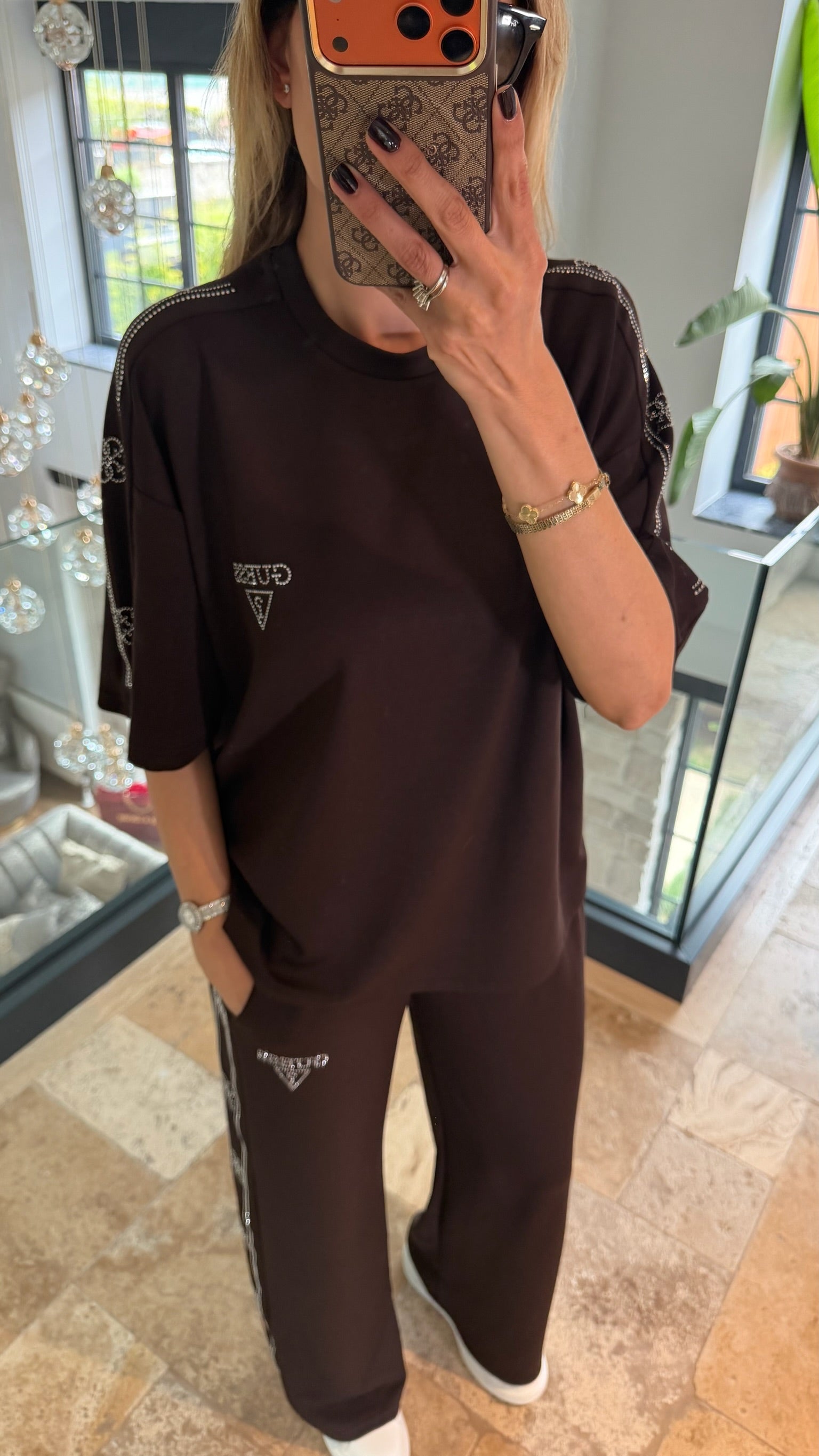 Gss taşlı takım kahve