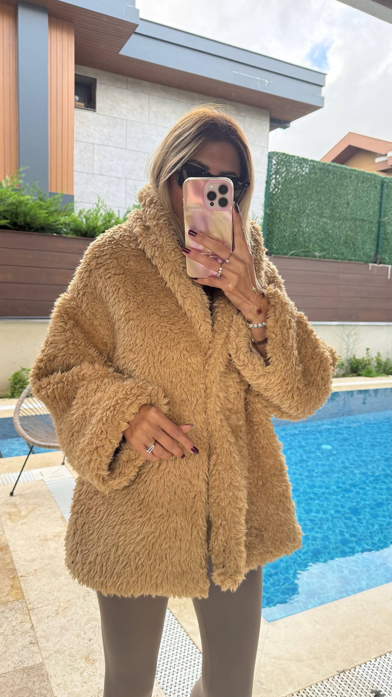 Premium Peluş Kumaş Kuzu Fermuarlı Mont
