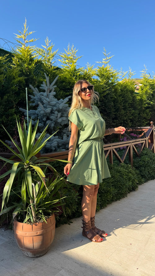 Aurelia Salaş Kesim Gömlek Şort Etek Yeşil