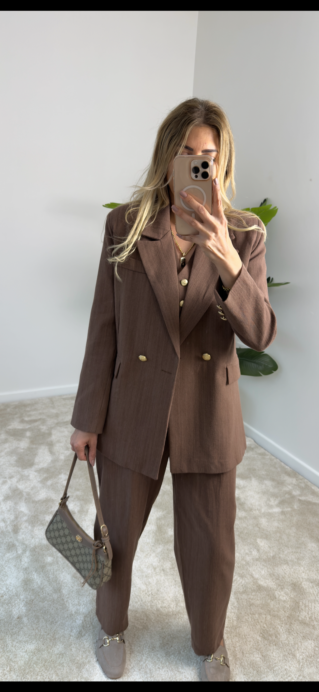 Tıcker Blazer Ceket Yelek Takım Kahve