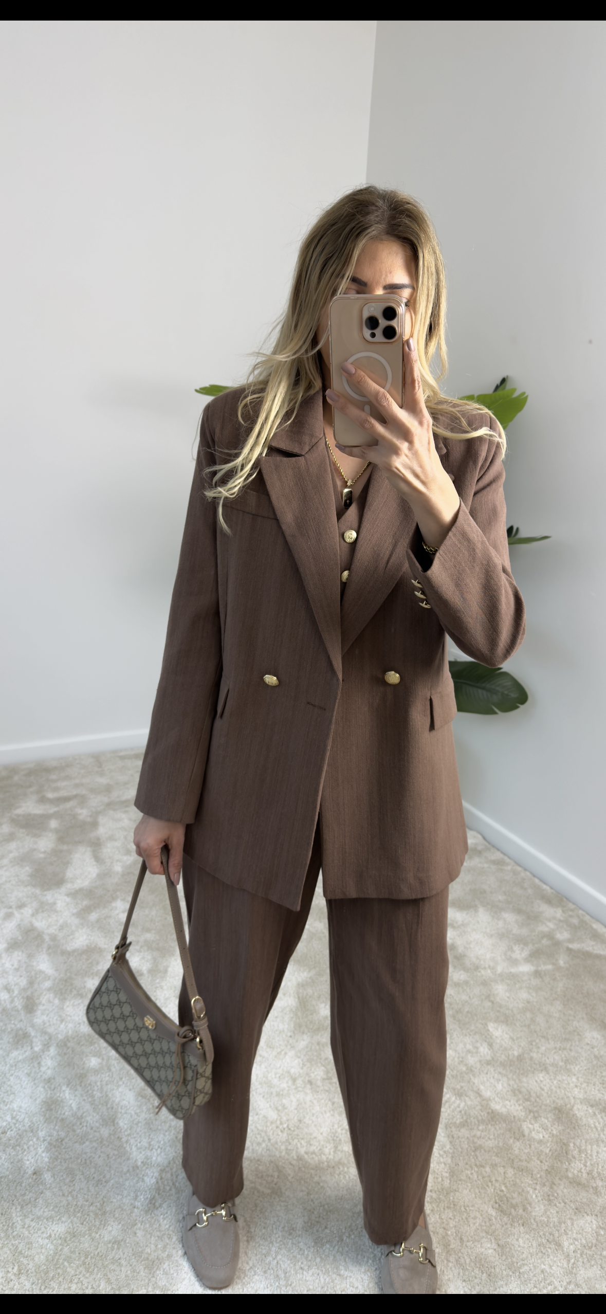 Tıcker Blazer Ceket Yelek Takım Kahve