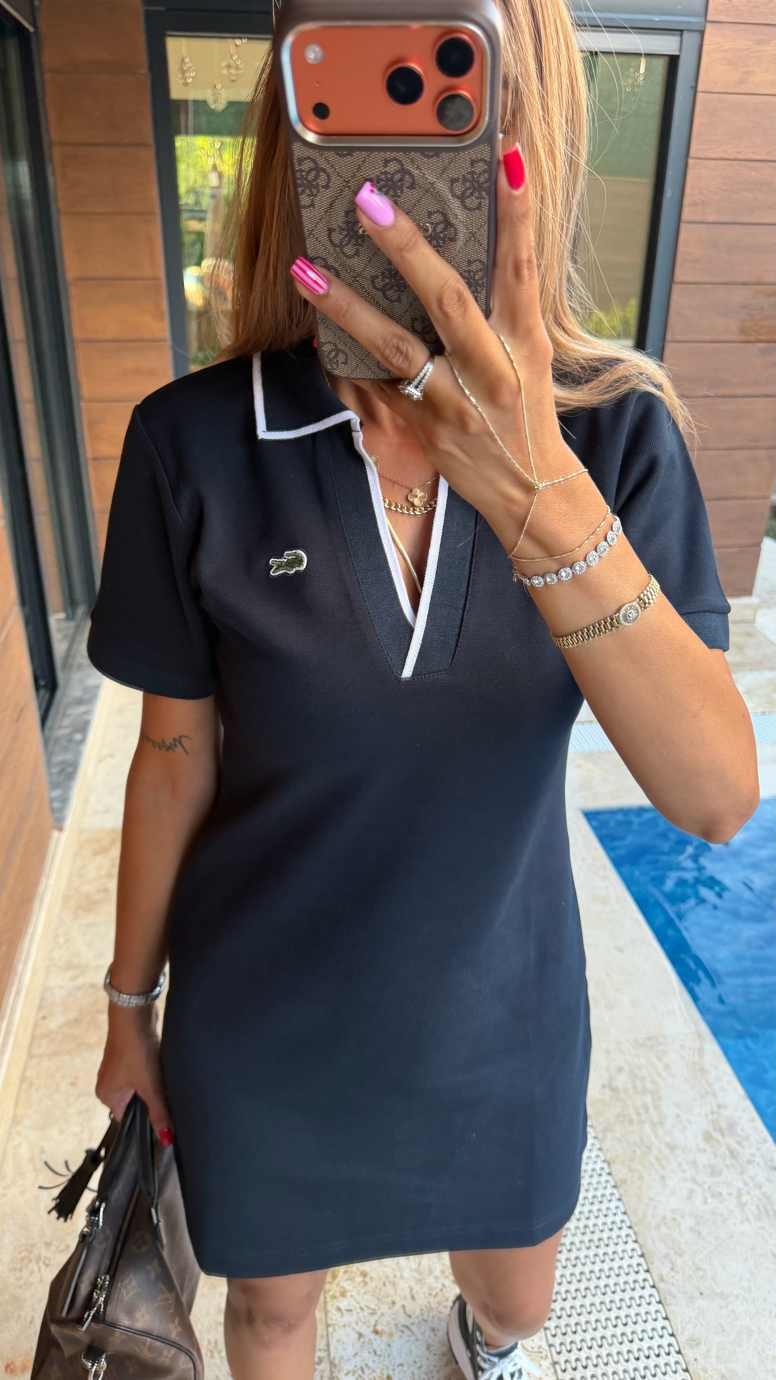 Lcst Polo Collar Mini Dress Lacivert