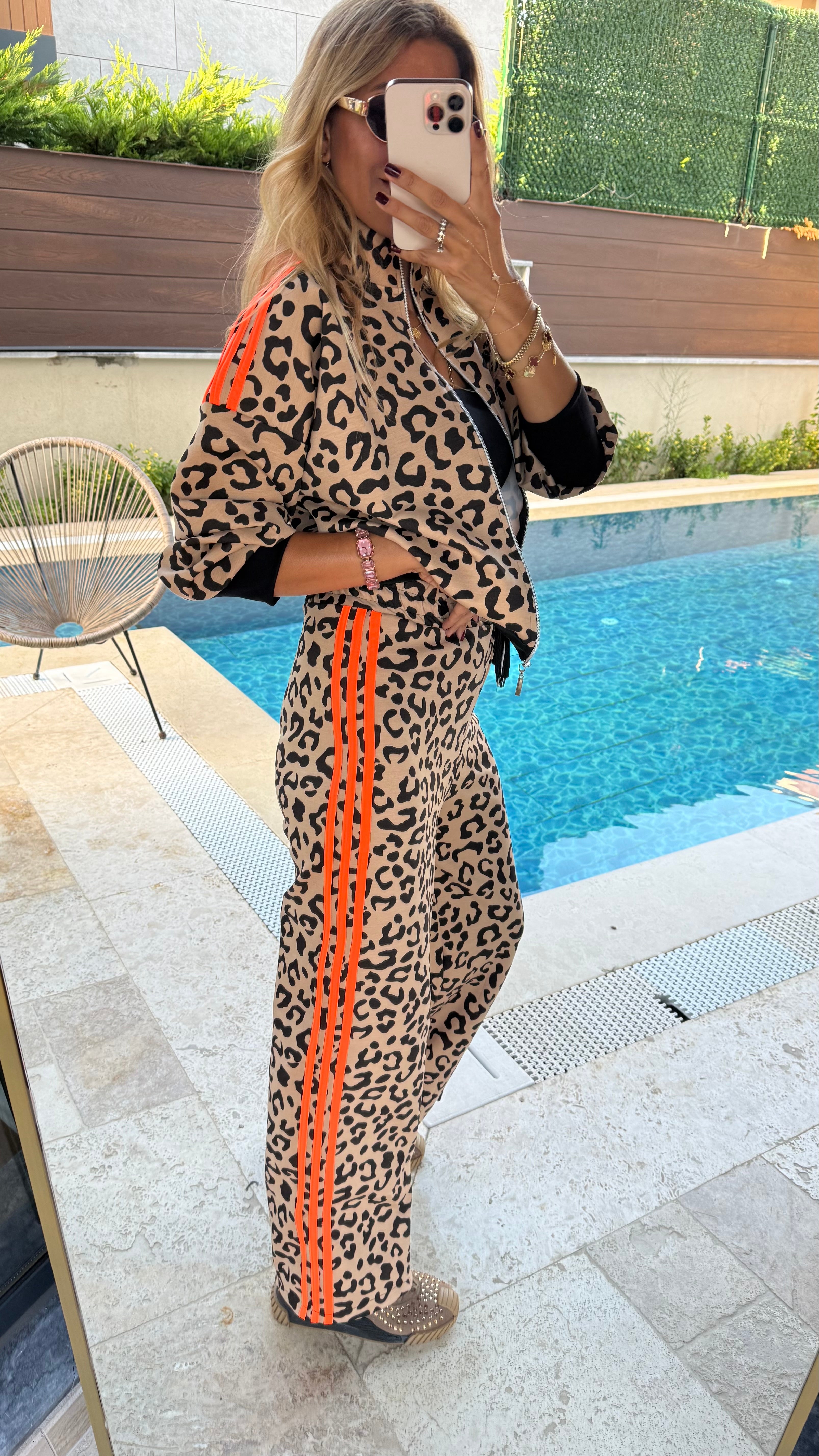 Leopar Desenli İkili Takım