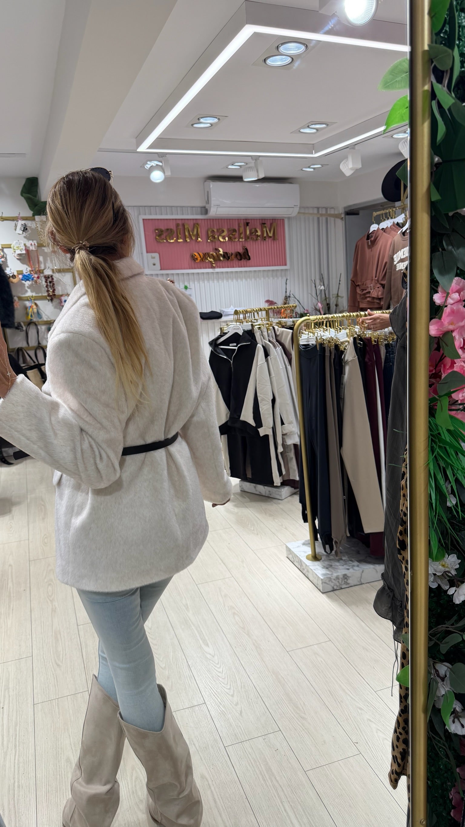 Premium Kalite Kemerli Ekru Peluş Blazer Ceket
